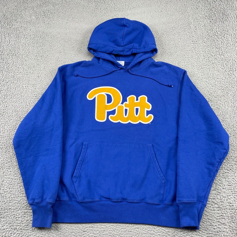 Pitt Panthers Reverse Weave Pullover Sweatshirt Champion Hoodie Mens XL Blue
